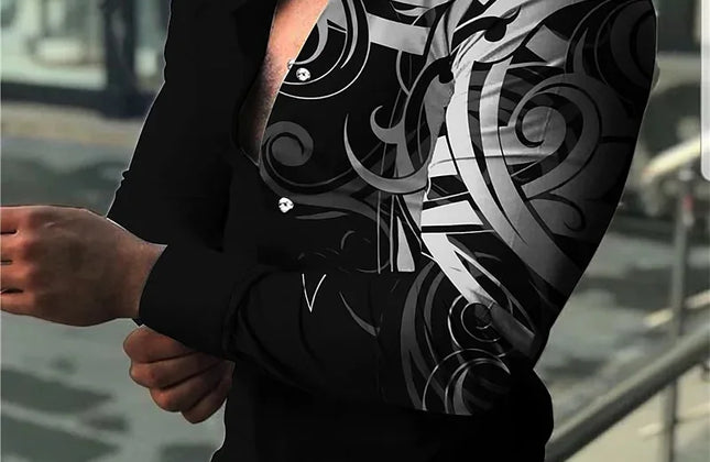 Men’s Slim Fit Printed Long-Sleeve Casual Shirt
