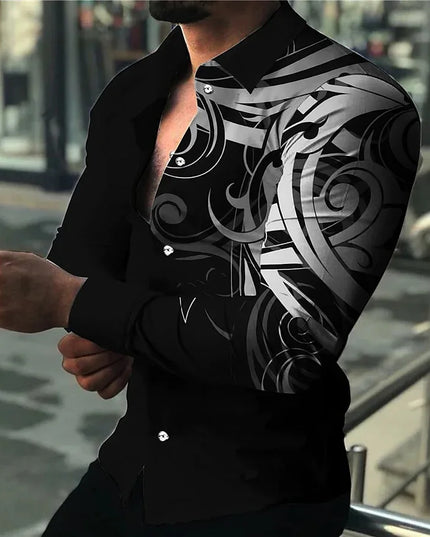 Men’s Slim Fit Printed Long-Sleeve Casual Shirt