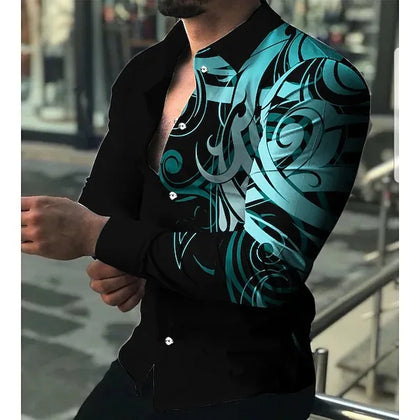 Men’s Slim Fit Printed Long-Sleeve Casual Shirt