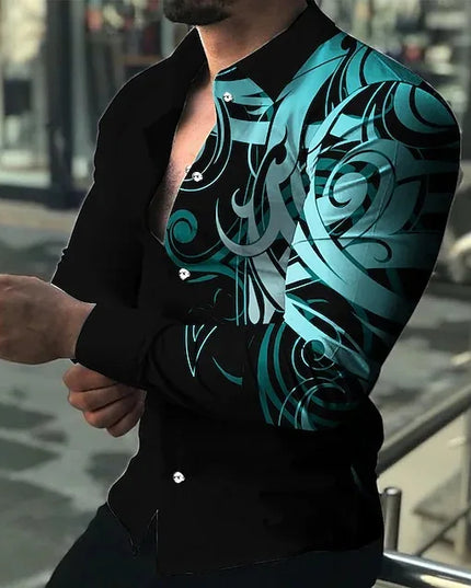 Men’s Slim Fit Printed Long-Sleeve Casual Shirt