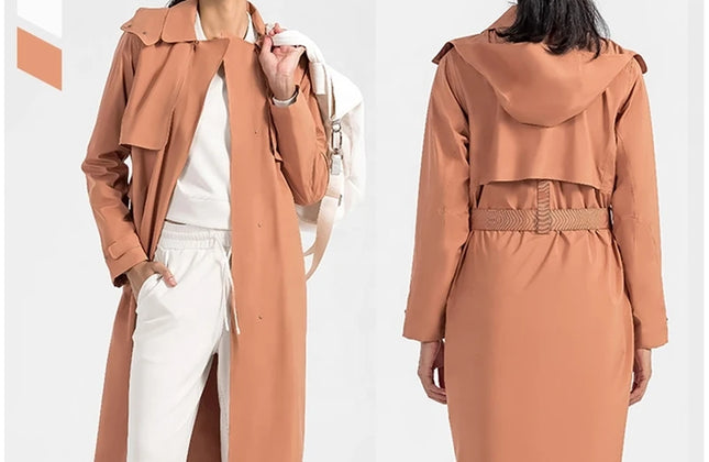 Athleisure Wear Women Long Removable Windbreaker - Gym Outfits