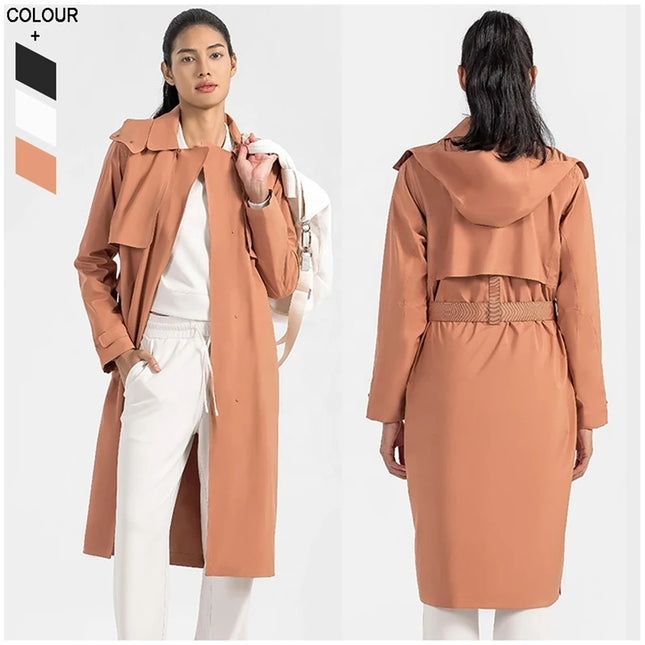 Athleisure Wear Women Long Removable Windbreaker - Gym Outfits