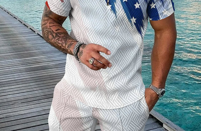 Casual Men Clothing Two Piece Set Shorts Summer T Shirt and Short Set Men