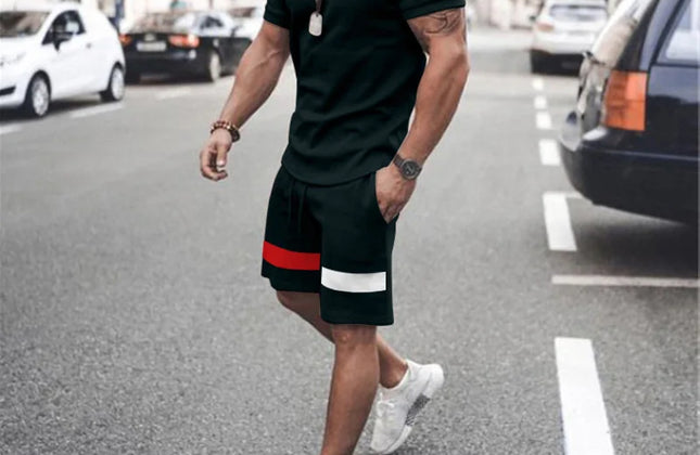 Casual Men Clothing Two Piece Set Shorts Summer T Shirt and Short Set Men