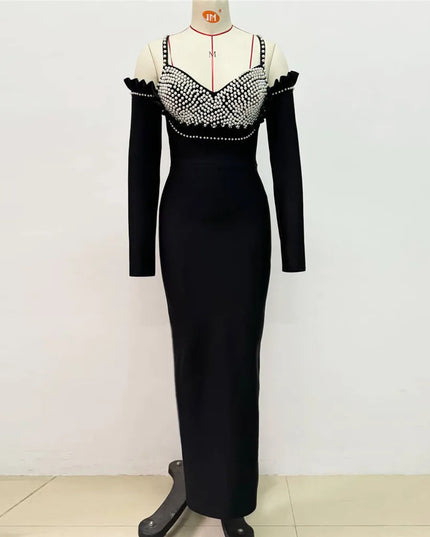 High Quality Beading Women Celebrity Long Maxi Party Night