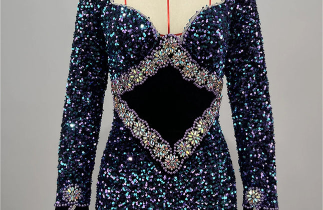 Top Quality Women Celebrity Long Party Night Club Wear Beading Runway Evening