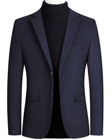 Thicken Men's Suit Jacket One Button Slim Fit Sport Coat Woolen Jacket