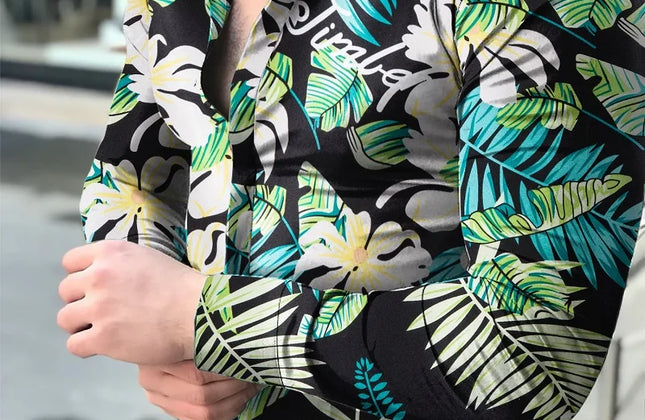 Men Hawaiian Long Sleeve Shirt - Constantin & Crys