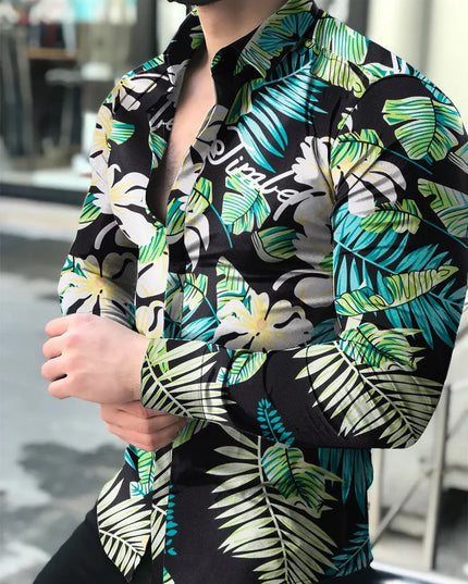 Men Hawaiian Long Sleeve Shirt - Constantin & Crys