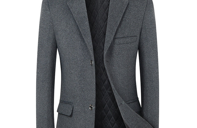 Thicken Men's Suit Jacket One Button Slim Fit Sport Coat Woolen Jacket