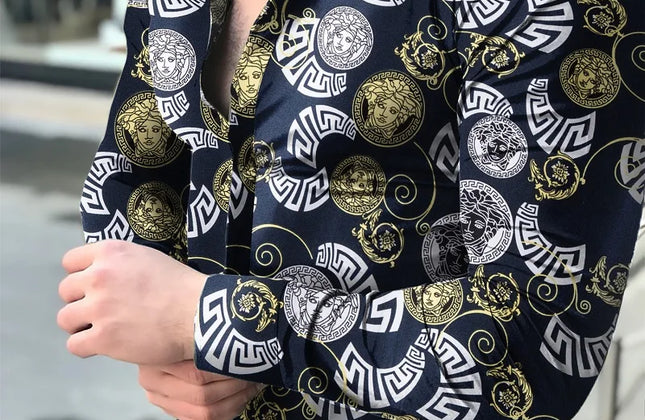 Men Hawaiian Long Sleeve Shirt - Constantin & Crys