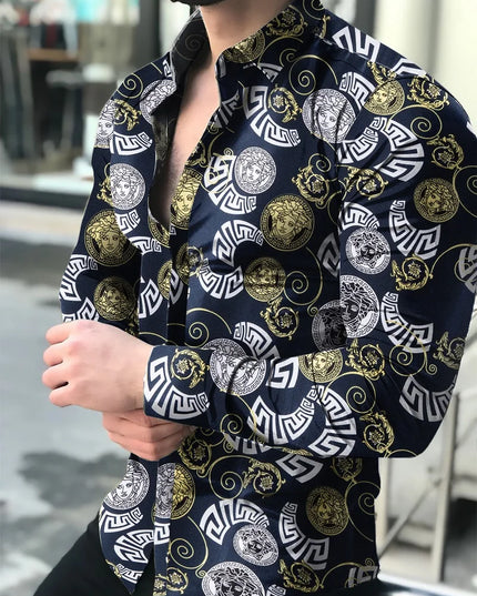 Men Hawaiian Long Sleeve Shirt - Constantin & Crys
