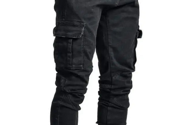 Custom Mens Vintage Style Slim Fit Stacked Jean Distressed Side Pocket Denim