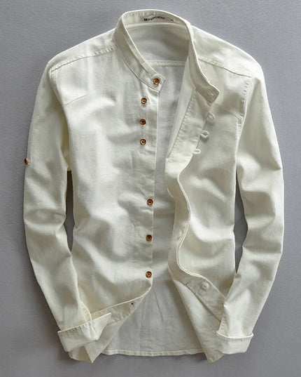 New Fashion Spring Autumn Men Long Sleeve Shirt Clothes for Men Mandarin Collar