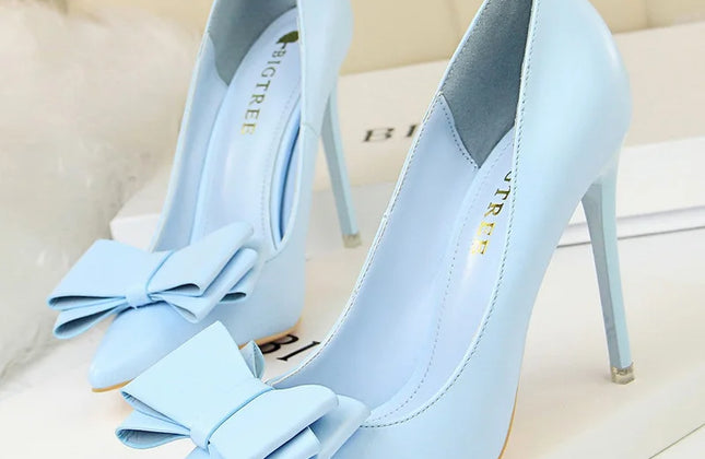 BIGTREE Shoes Bow-Knot Pumps Women High Heels 2025 Fashion Women Heels Lady