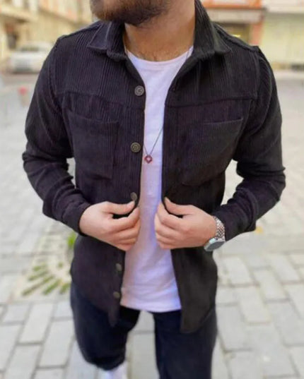 Streetwear Corduroy Mens Shirts for Men Clothing Harajuku Fashion Casual Shirt