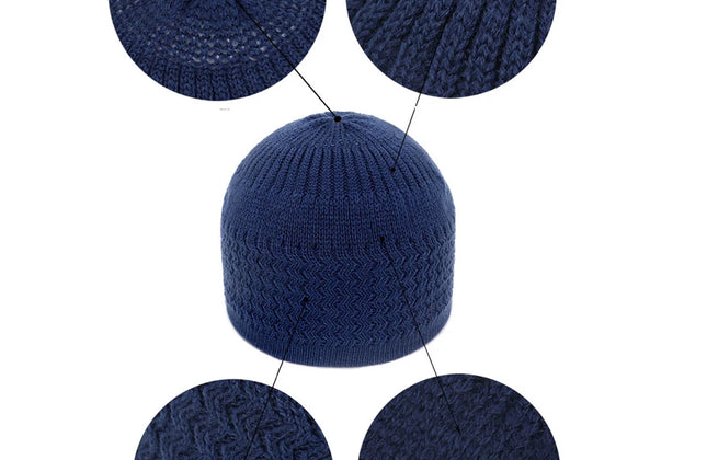 Winter Knitted Muslim Men Prayer Hats Warm Male Beanies Cap Islamic Ramadan