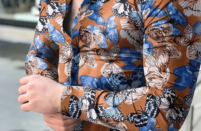 Men Hawaiian Long Sleeve Shirt - Constantin & Crys