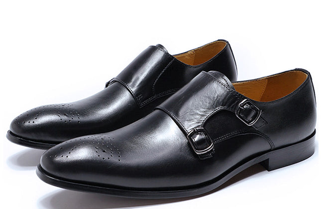 Men Monk Strap Genuine Leather Shoes Business Dress Shoes Men for Wedding