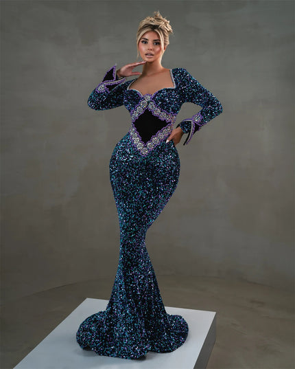 Top Quality Women Celebrity Long Party Night Club Wear Beading Runway Evening