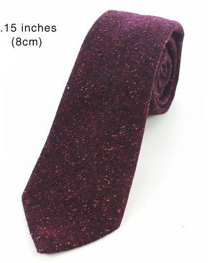 KAMBERFT Solid Color Cashmere Wool Necktie and Pocket Square Tie Clip Sets