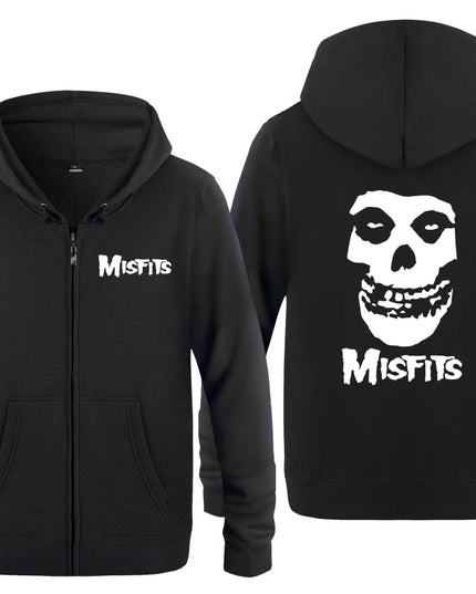 The MISFITS Punk Rock Music Hoodie Sweatshirts Men Fashion Mens Zipper