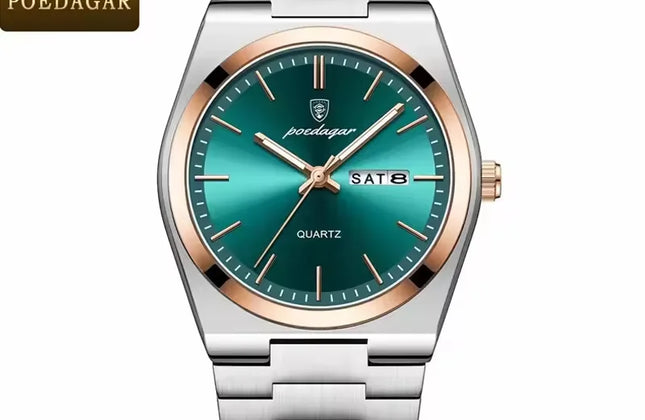 Men's 40mm Quartz Watch with Luminous Hands & Calendar
