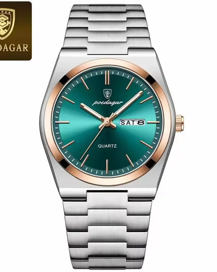 Men's 40mm Quartz Watch with Luminous Hands & Calendar