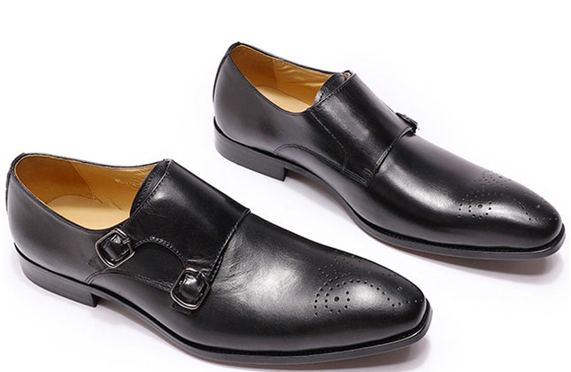 Men Monk Strap Genuine Leather Shoes Business Dress Shoes Men for Wedding