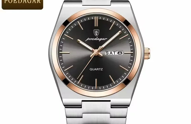Men's 40mm Quartz Watch with Luminous Hands & Calendar