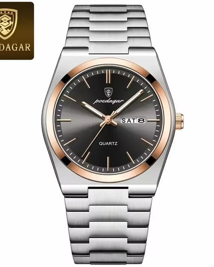 Men's 40mm Quartz Watch with Luminous Hands & Calendar
