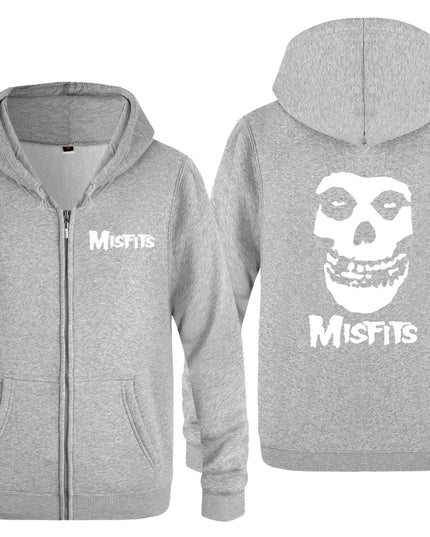 The MISFITS Punk Rock Music Hoodie Sweatshirts Men Fashion Mens Zipper