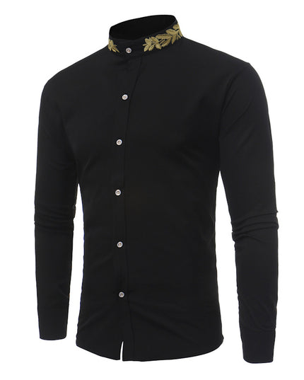 Fashion Men's Shirts for Men Designers Embroidery Slim Fit Casual Long Sleeve