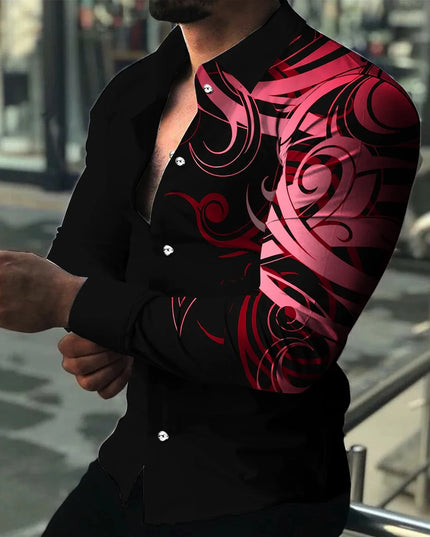 Men’s Slim Fit Printed Long-Sleeve Casual Shirt