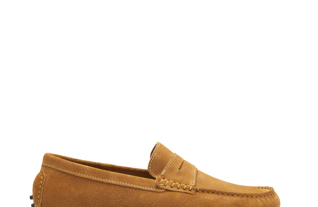 Tobacco Suede Penny Driving Loafers