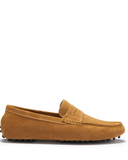 Tobacco Suede Penny Driving Loafers