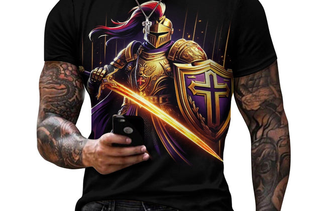 Men's Bold Templar Knight Cotton T-Shirt