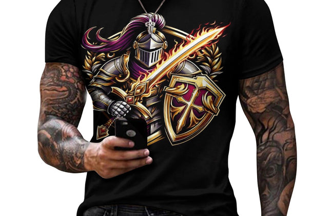 Men's Bold Templar Knight Cotton T-Shirt