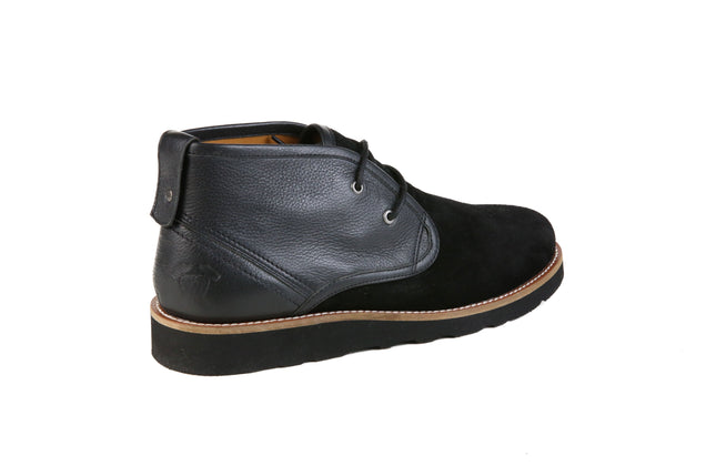 The Nolan Desert Boot | Black Leather & Suede Men's Boot