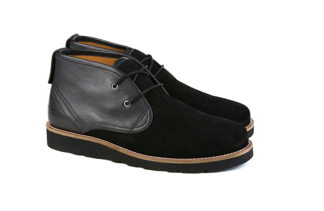 The Nolan Desert Boot | Black Leather & Suede Men's Boot