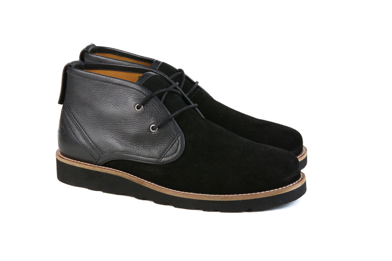 The Nolan black leather and suede desert boot