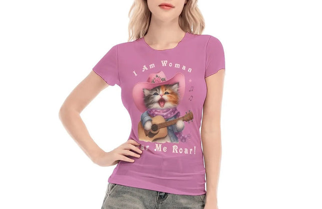 I Am Woman — Cat-Themed Mesh Top