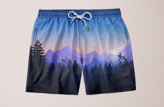 Shorts Forêt enchantée – Shorts décontractés en microfibre imprimés pour hommes