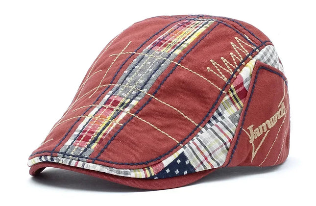 TOHUIYAN 2025 Plaid Cotton Newsboy Cap Men