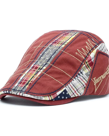 TOHUIYAN 2025 Plaid Cotton Newsboy Cap Men