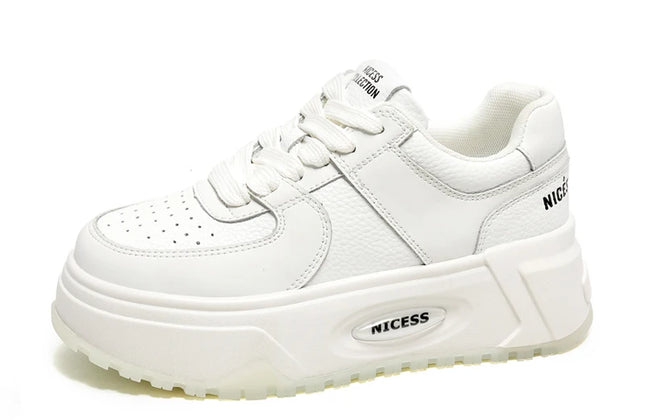 CXJYWMJL Genuine Leather Platform Sneakers Women Spring Casual Vulcanized Shoes
