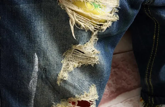 Men Holes Denim Shorts Novelty Style Jean Shorts Men Knee Length Short Jeans