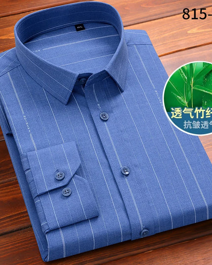 Fashion Blue Black White Mens Dress Shirts for Man Long Sleeved Shirt