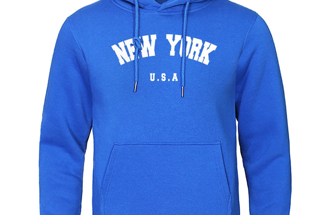 NEW YORK Letter U.S.A City Print Hoody Men Fashion Casual Long Sleeves Hooded