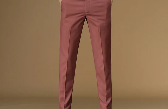 Summer Suit Pants Men Red Black Khaki Flat Formal Office Wear Smart Business
